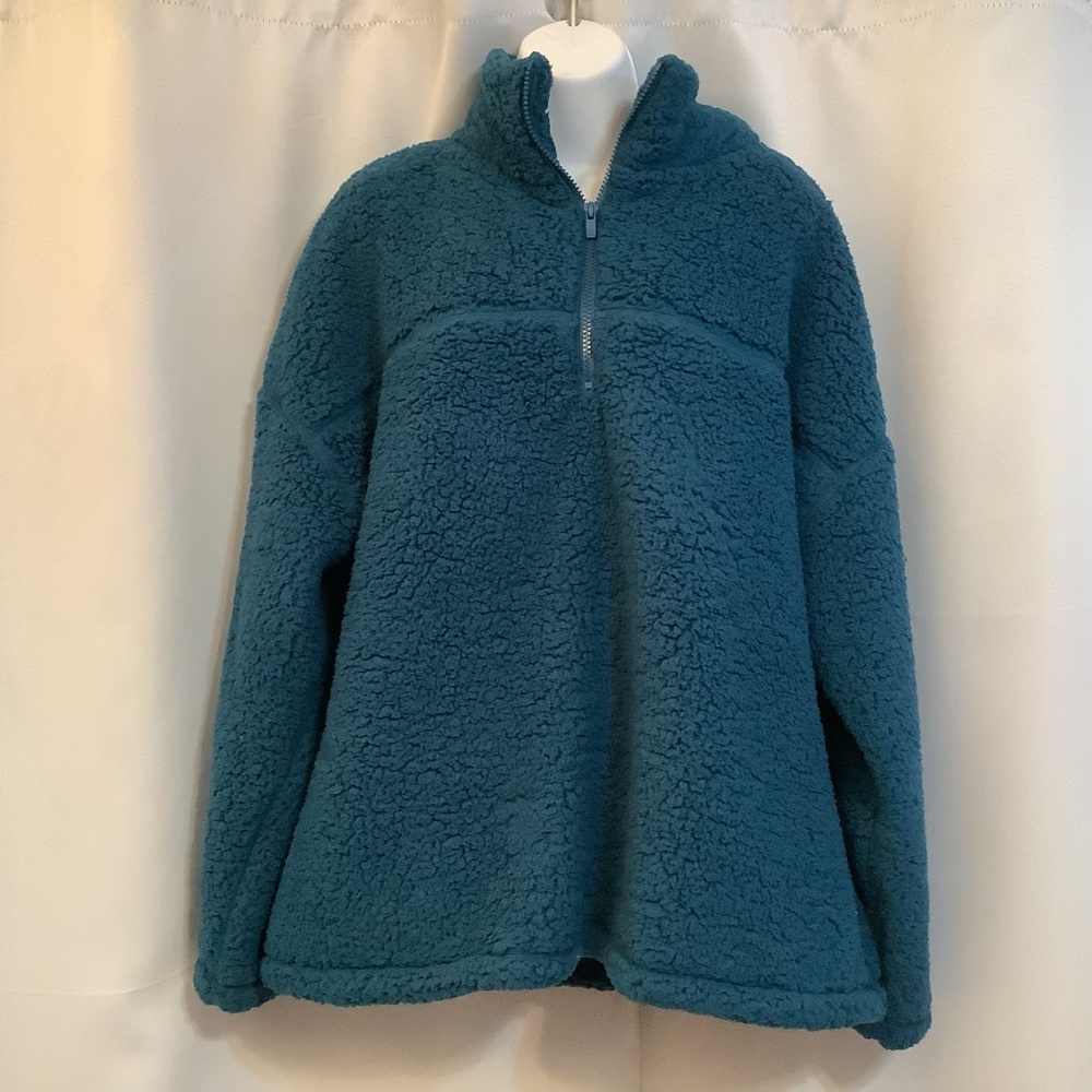 Color Alien Pullover Women’s 1X Teddy Fleece Fluffy 3/4 Zipper